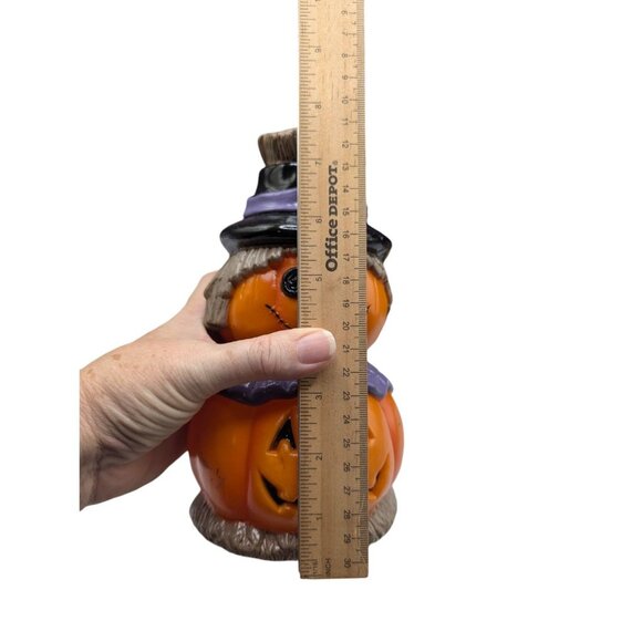 Vtg Halloween Blow Mold Pumpkin Scarecrow 4 Yard Lawn Stakes in box Fall - Picture 9 of 15